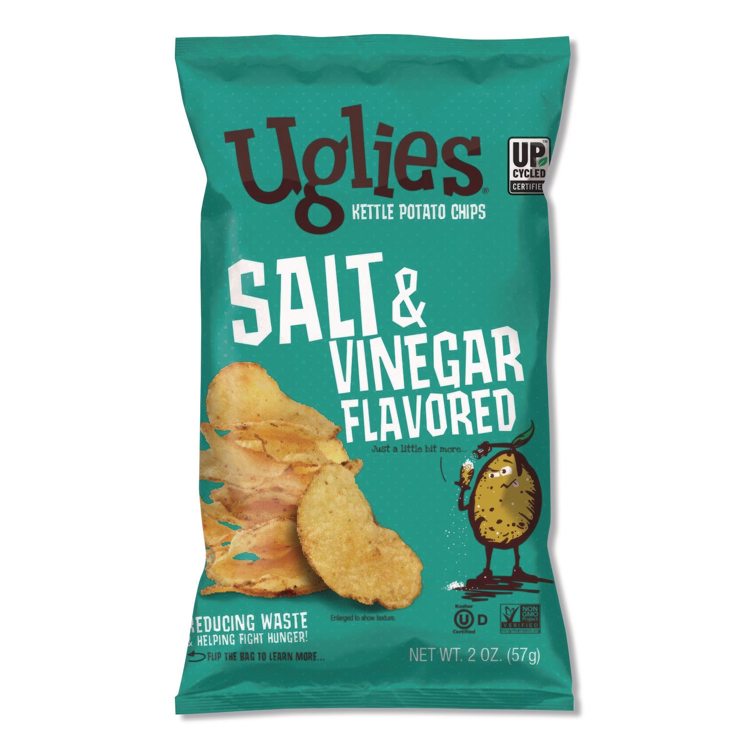 Uglies® Kettle Potato Chips, Salt and Vinegar, 2 oz Bags, 24/Carton