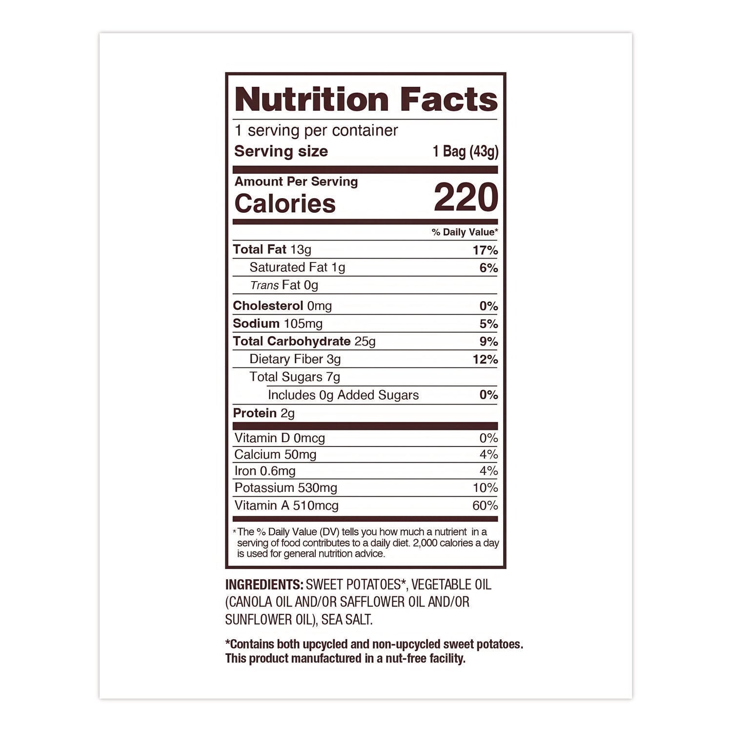 Uglies® Kettle Potato Chips, Sweet Potato, 2 oz Bags, 24/Carton