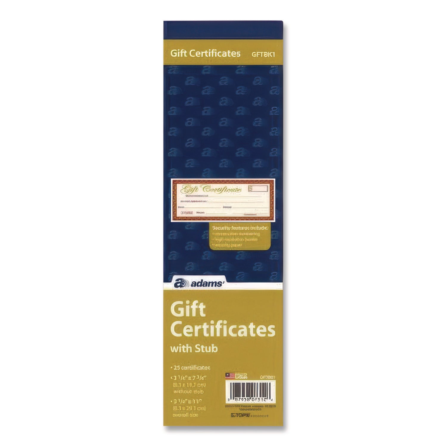 TOPS™ Gift Certificate with Stub Book, 7.81 x 3.25, Cream, 25 Certificates