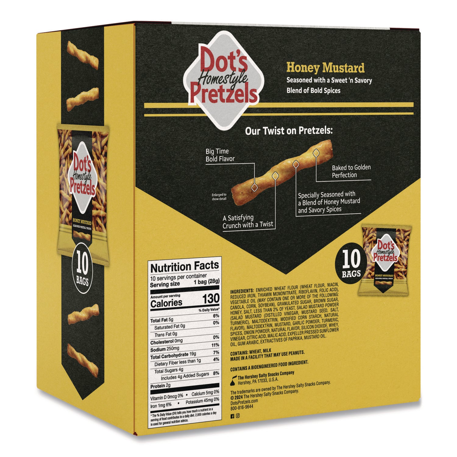Dot's Pretzels® Honey Mustard Pretzels, 1 oz Bag, 10/Box