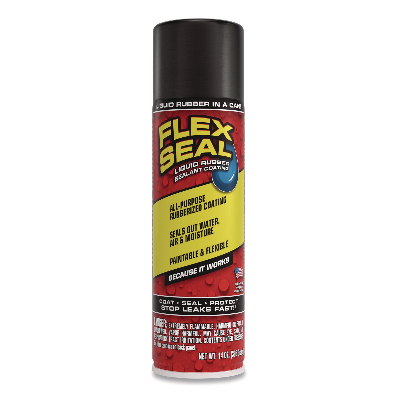 Flex Seal Liquid Rubber Sealant Coating Spray, 14 oz Can, Black