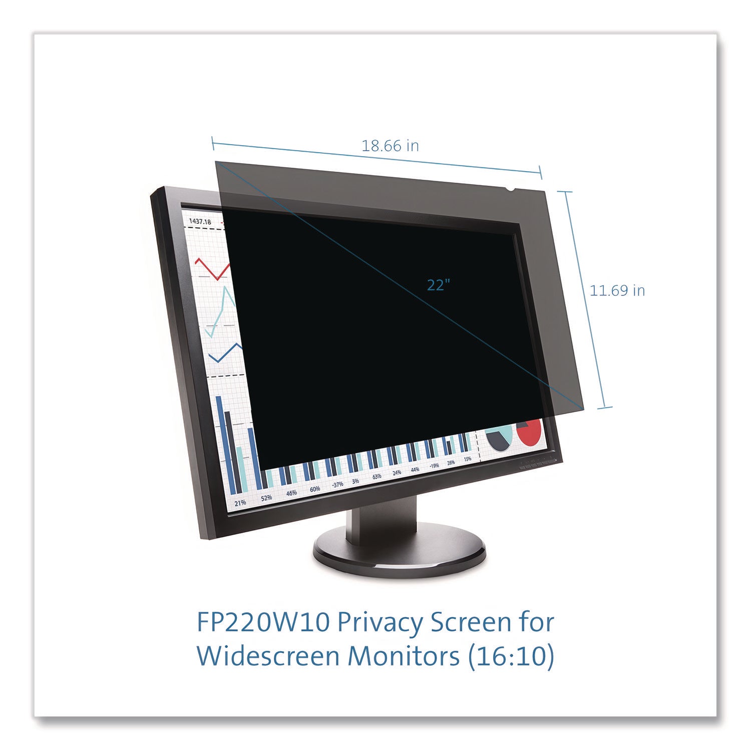 Kensington® Anti-Glare Reversible Privacy Screen for 22.1" Widescreen Monitor, 16:10 Aspect Ratio