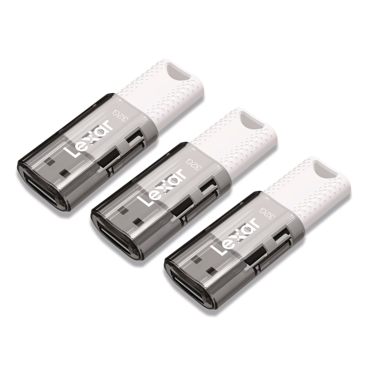 Lexar™ JumpDrive S60 USB 2.0 Flash Drive, 32 GB, Gray/White, 3/Pack