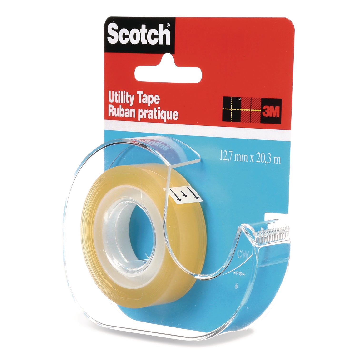 Scotch® Utility Tape in Handheld Dispenser, 1" Core, 0.5" x 22.22 yds, Clear