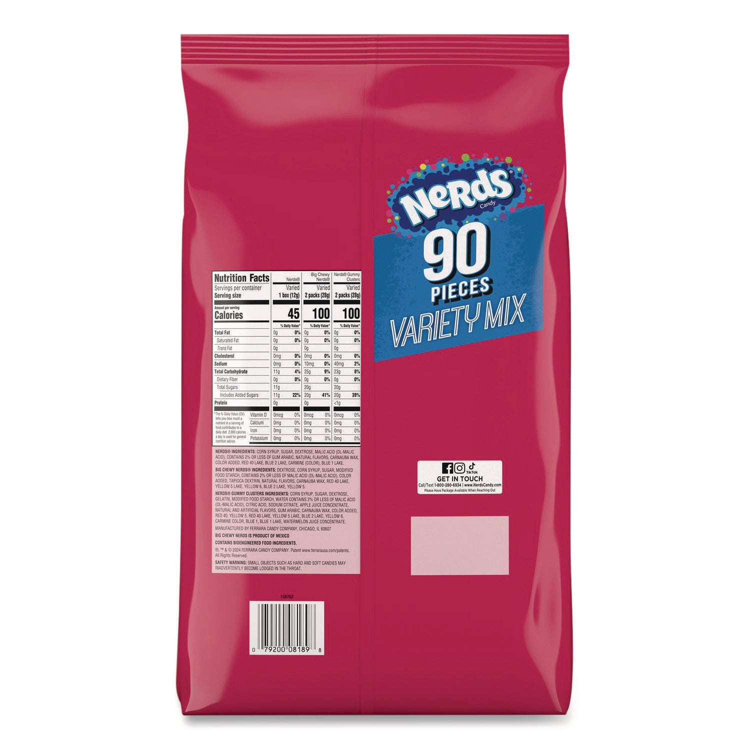 NERDS® Variety Mix, 90 Pieces, Assorted Flavors, 2.6 lb Bag