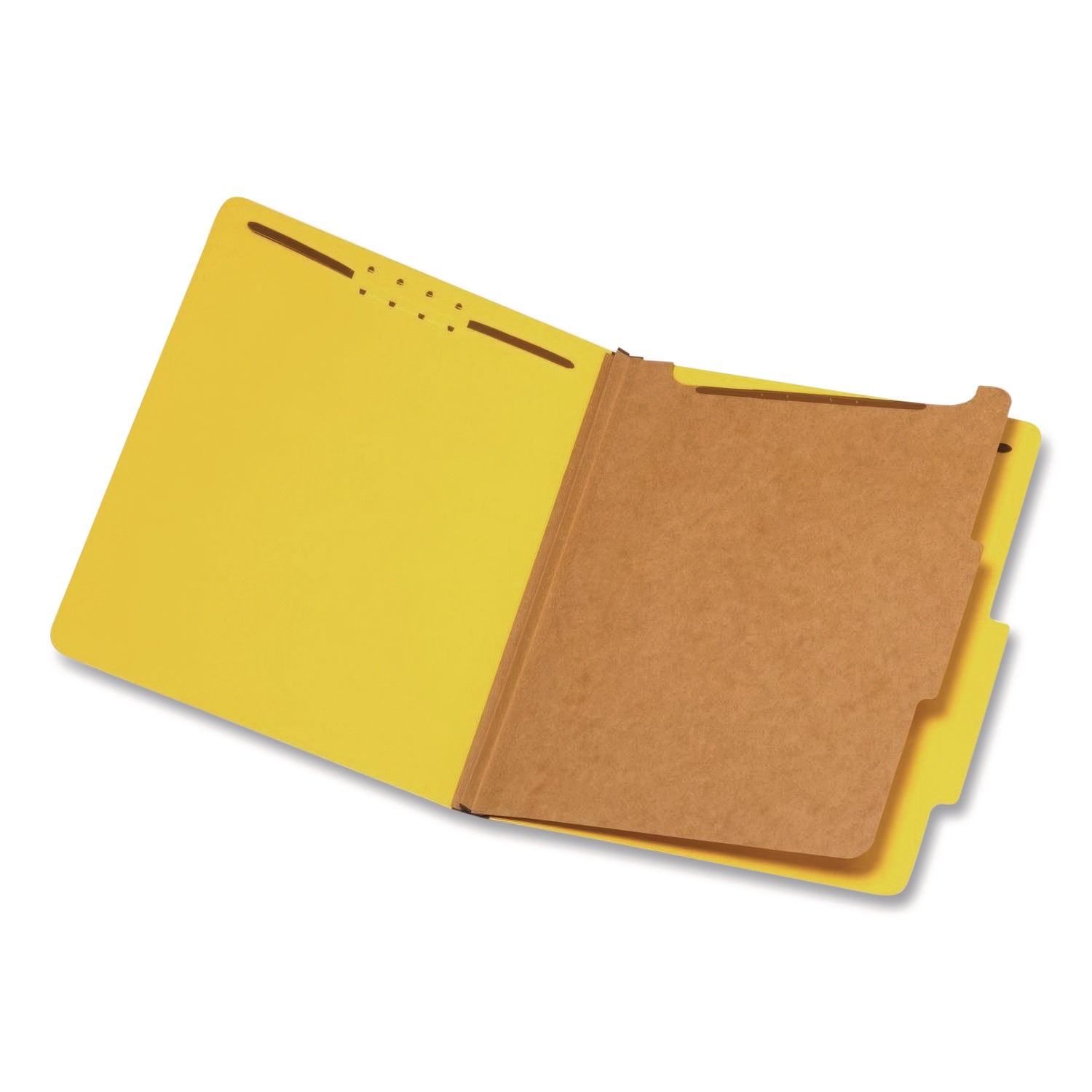 Pendaflex® Reinforced Pressboard Classification Folders, 1.75" Expansion, 1 Divider, 4 Fasteners, Letter Size, Yellow Exterior, 10/Box