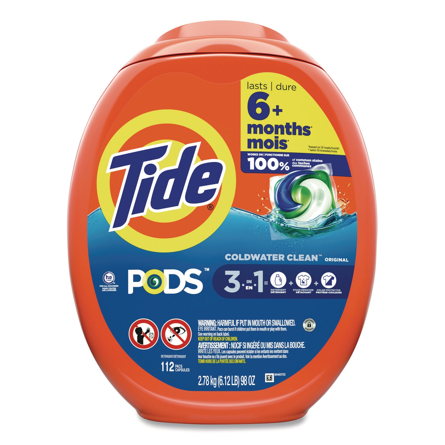 Tide® PODS Laundry Detergent, Pods, Tide Original, 112 Pods/Tub