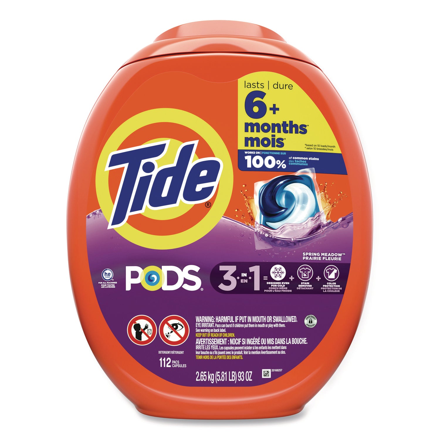 Tide® PODS Laundry Detergent, Spring Meadow, 112 Pods/Tub