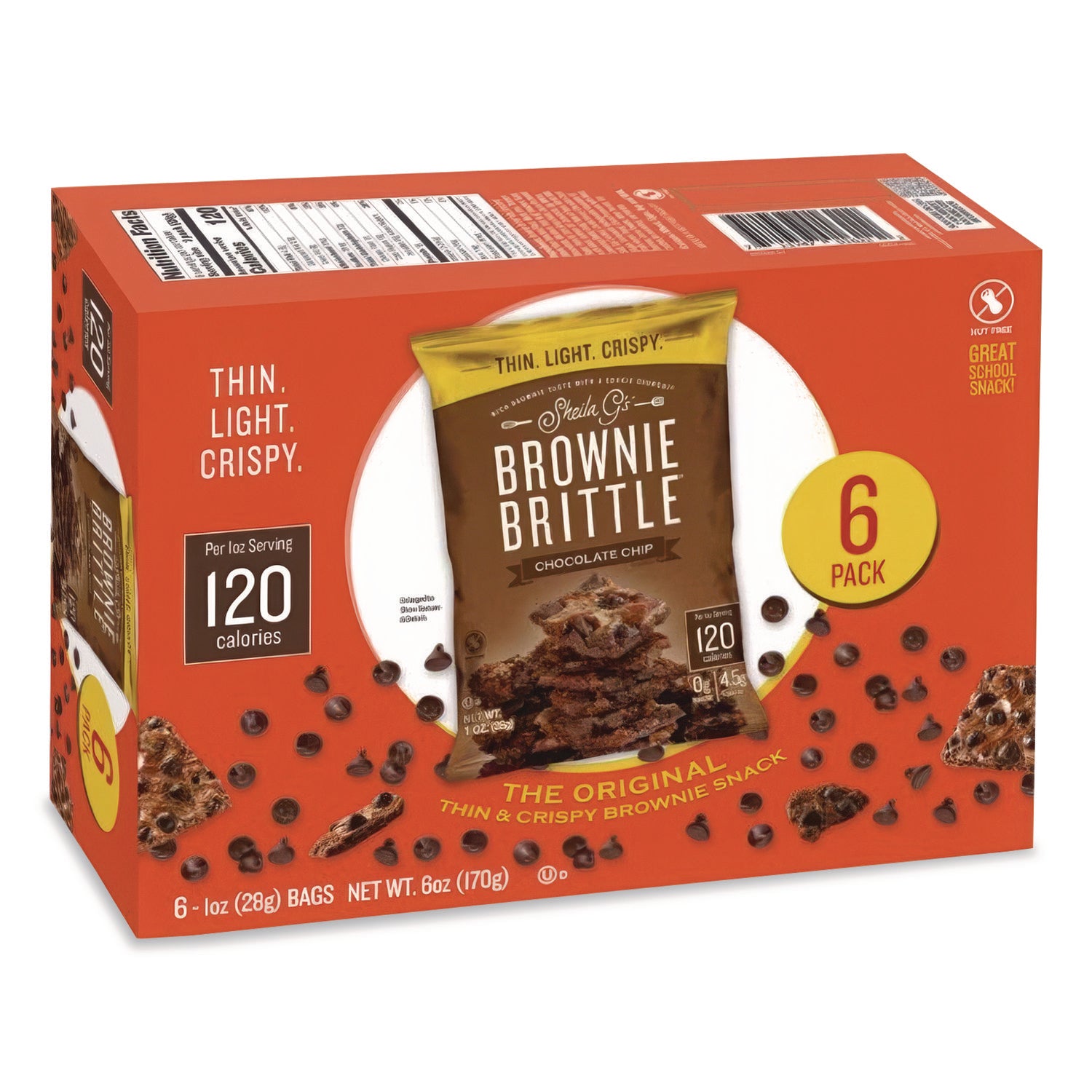 Sheila G’s™ Brownie Brittle™ Chocolate Chip Crisps, 1 oz Bag, 6/Pack