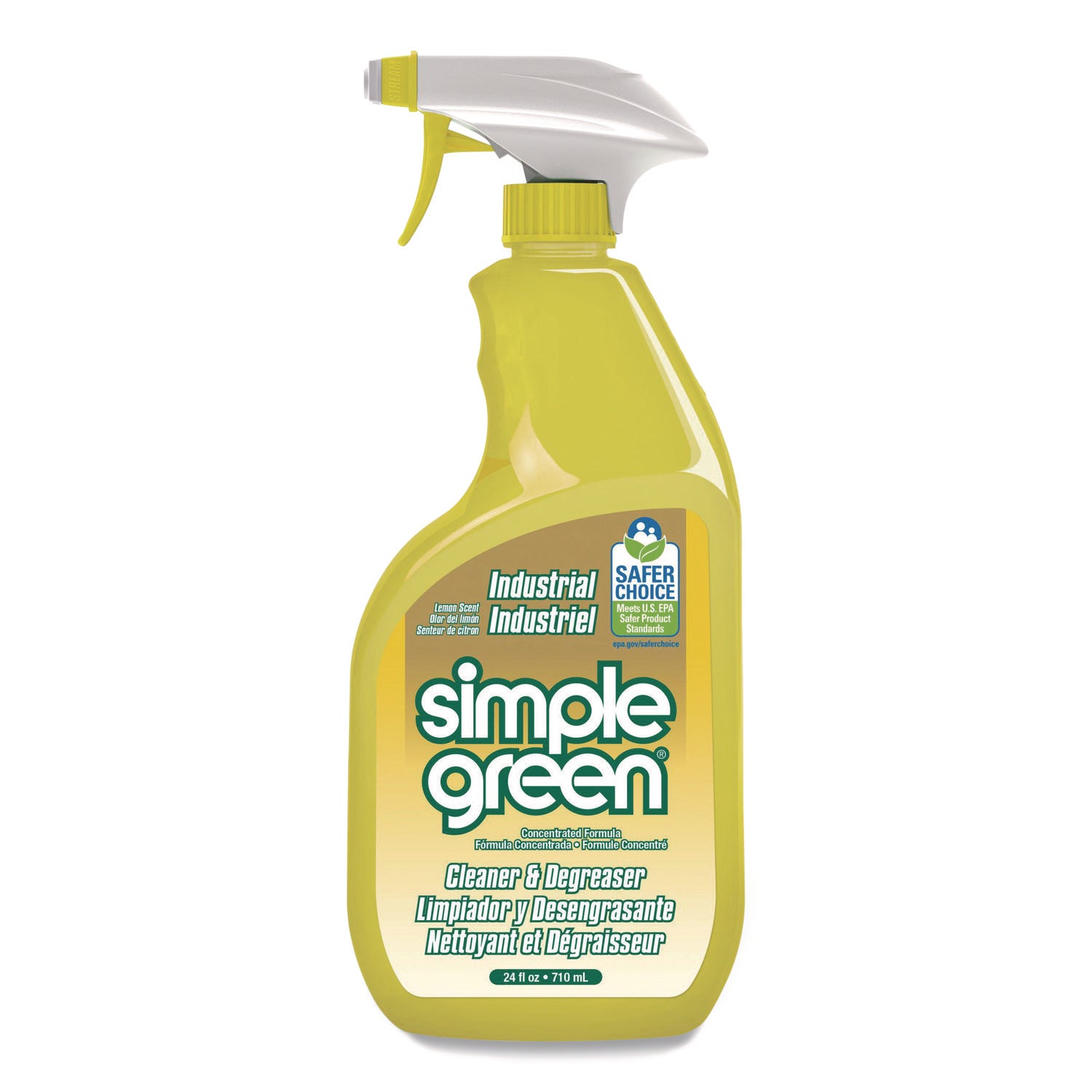 Simple Green® Industrial Cleaner and Degreaser, Concentrated, Lemon, 24 oz Spray Bottle