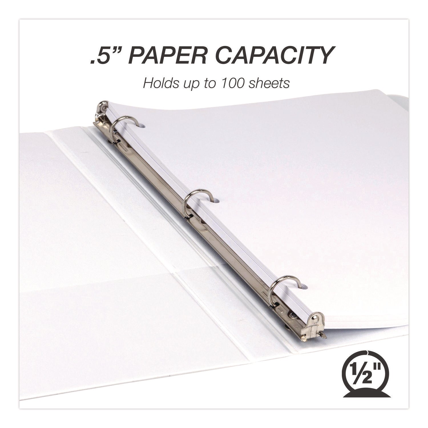 Samsill® Economy Round Ring View Binders, 3 Rings, 0.5" Capacity, 11.5 x 8.5, White, 12/Carton