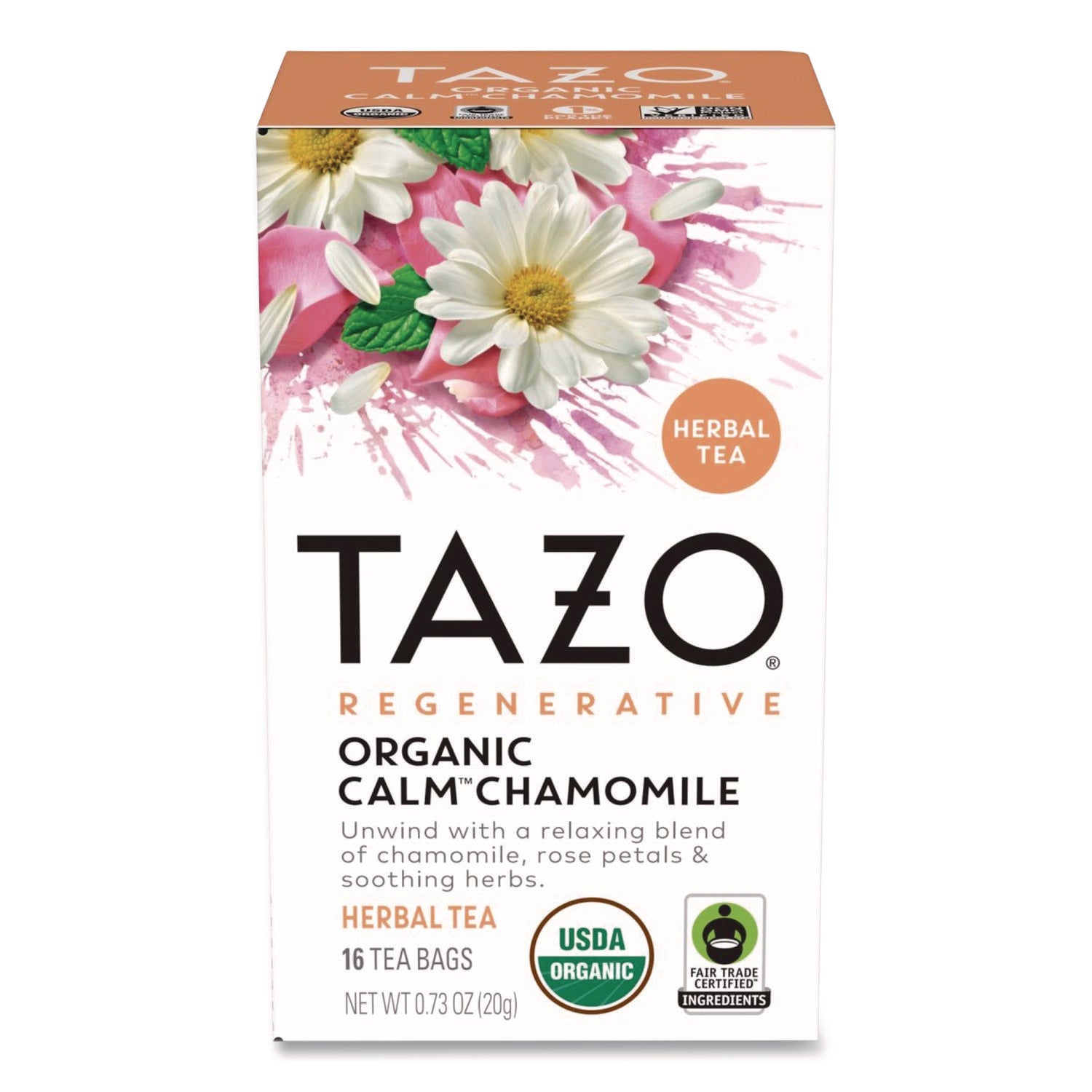 Tazo® Tea Bags, Organic Calm Camomile, 16/Box