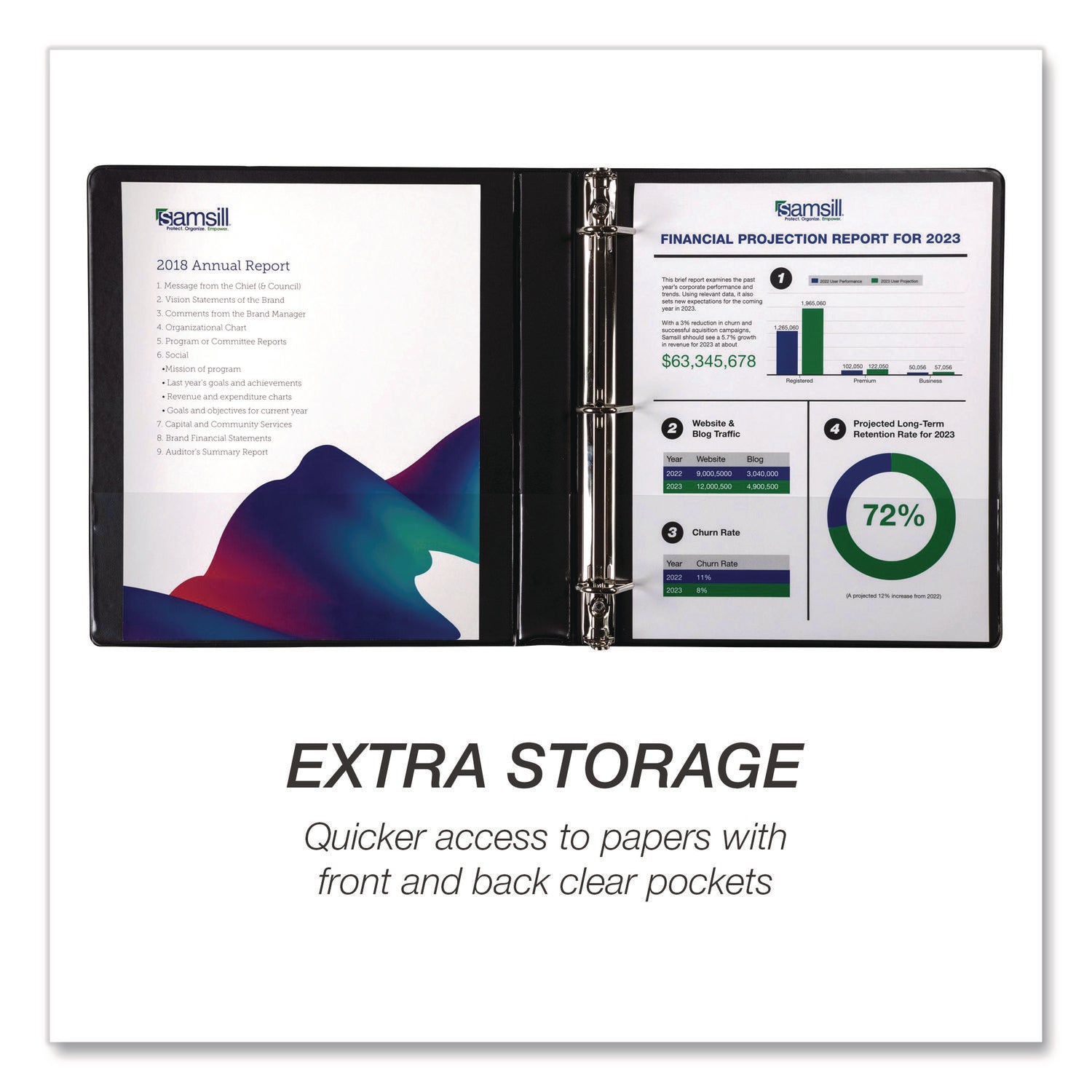 Samsill® Durable D-Ring View Binders, 3 Rings, 1" Capacity, 11.5" x 8.5", Black, 4/Pack