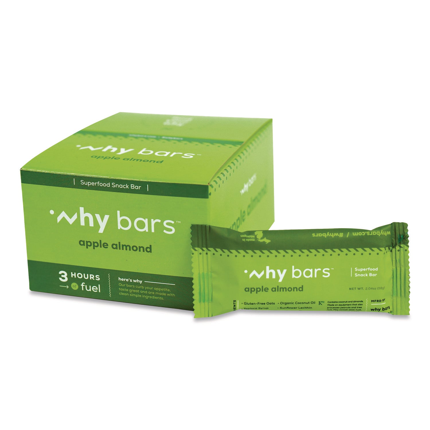 Why Bars™ Superfood Snack Bar, Apple Almond, 2.04 oz Bar, 12/Box