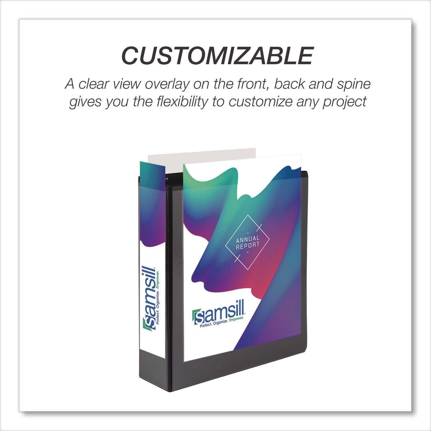 Samsill® Durable D-Ring View Binders, 3 Rings, 2" Capacity, 11.5" x 8.5", Black, 4/Pack