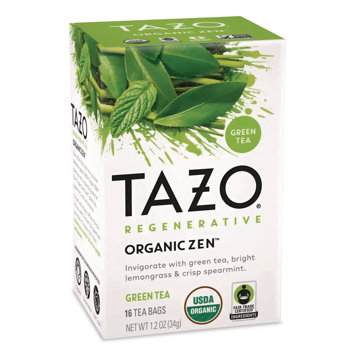 Tazo® Tea Bags, Organic Zen, 16/Box
