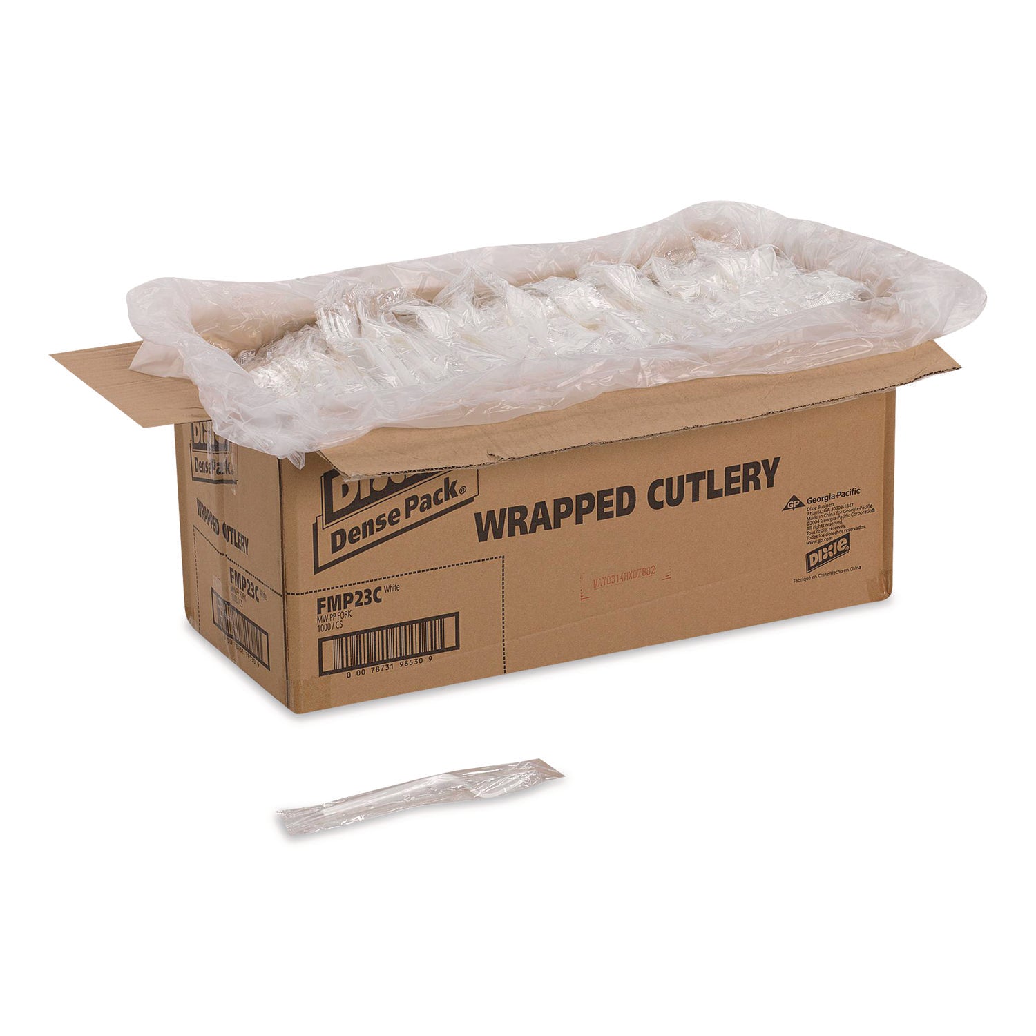 Dixie® Mediumweight Polypropylene Cutlery, Individually Wrapped, Fork, Plastic, White, 1,000/Carton