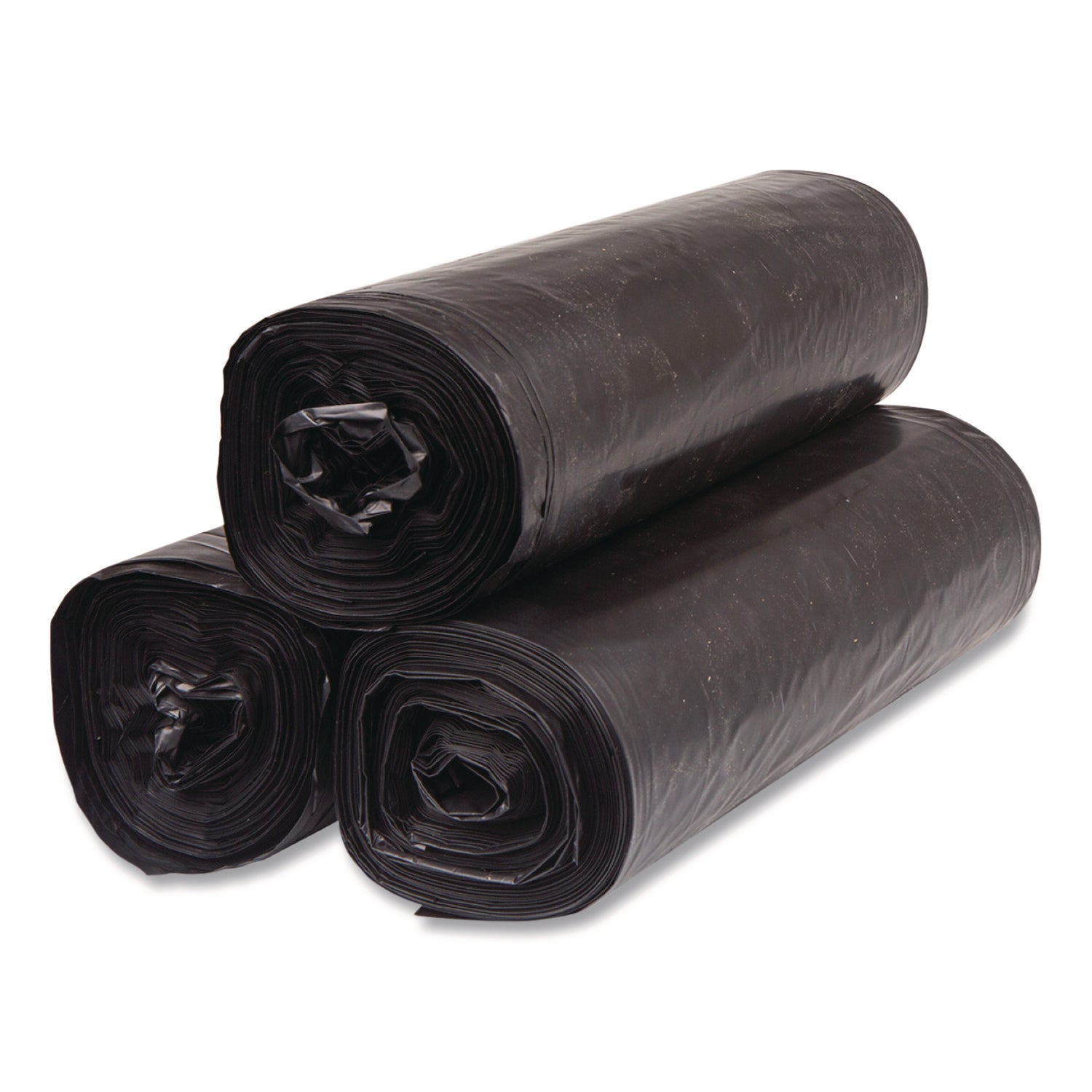 Inteplast Group Institutional Low-Density Can Liners, 45 gal, 1.5 mil, 40" x 46", Black, Interleaved Roll, 20 Bags/Roll, 5 Rolls/Carton