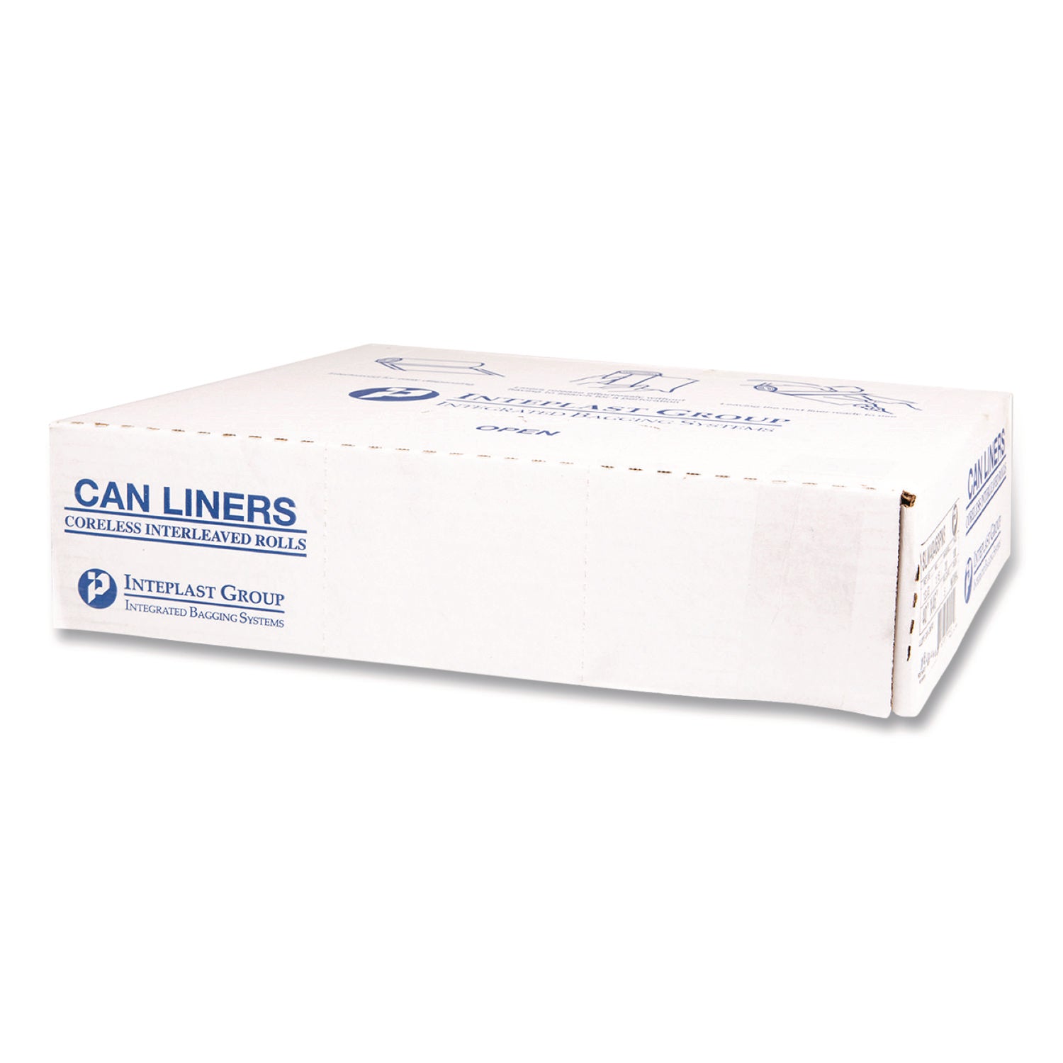 Inteplast Group Institutional Low-Density Can Liners, 45 gal, 1.15 mil, 40" x 46", Natural, Interleaved Roll, 20 Bags/Roll, 5 Rolls/Carton