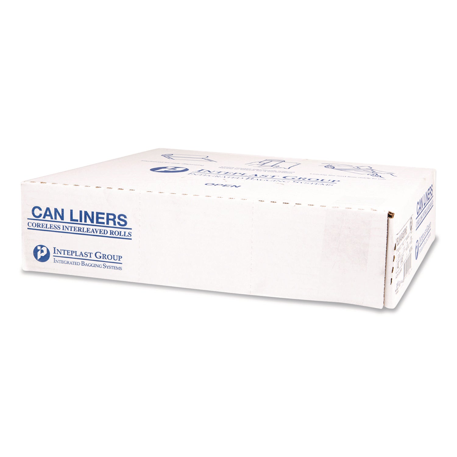 Inteplast Group Institutional Low-Density Can Liners, 33 gal, 0.8 mil, 33" x 39", Natural, Interleaved Roll, 25 Bags/Roll, 6 Rolls/Carton