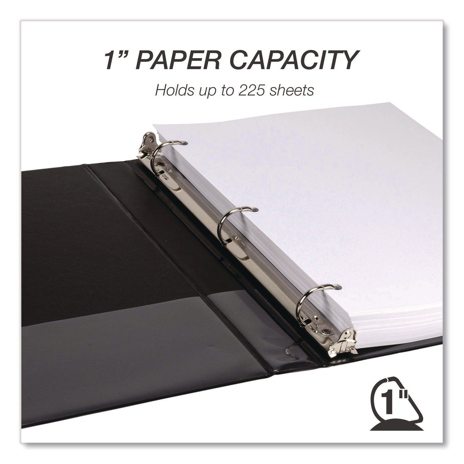 Samsill® Durable D-Ring View Binders, 3 Rings, 1" Capacity, 11.5" x 8.5", Black, 4/Pack