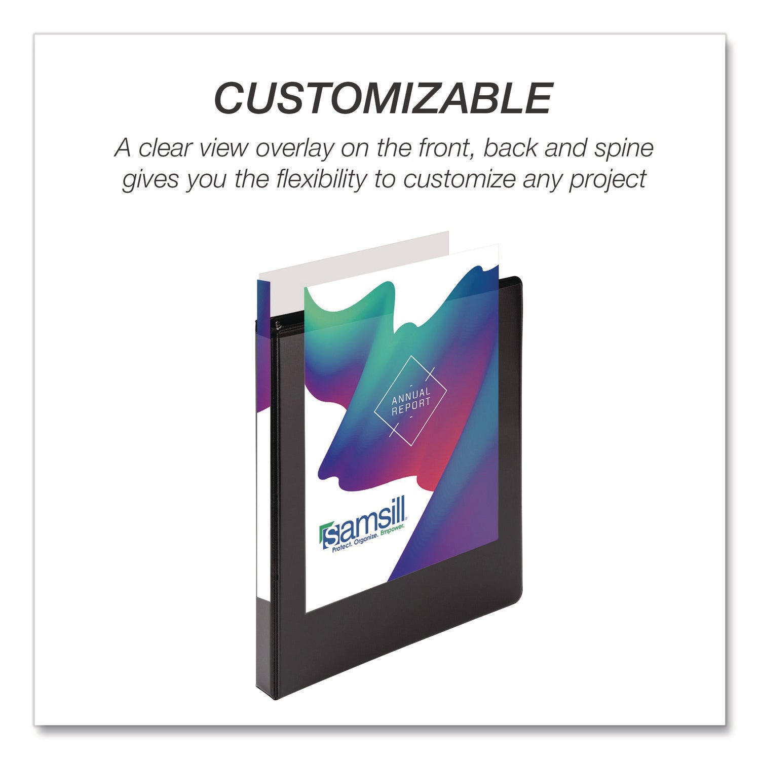 Samsill® Durable D-Ring View Binders, 3 Rings, 0.5" Capacity, 11.5" x 8.5", Black, 4/Pack