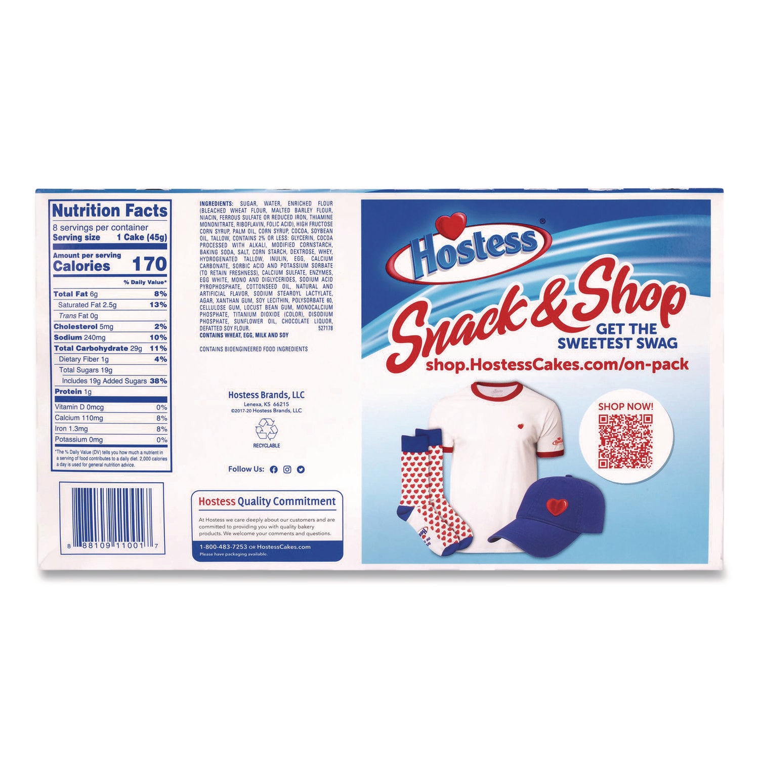 Hostess® CupCakes, Chocolate, 1.59 oz Individually Wrapped, 8/Pack, 3 Packs/Carton