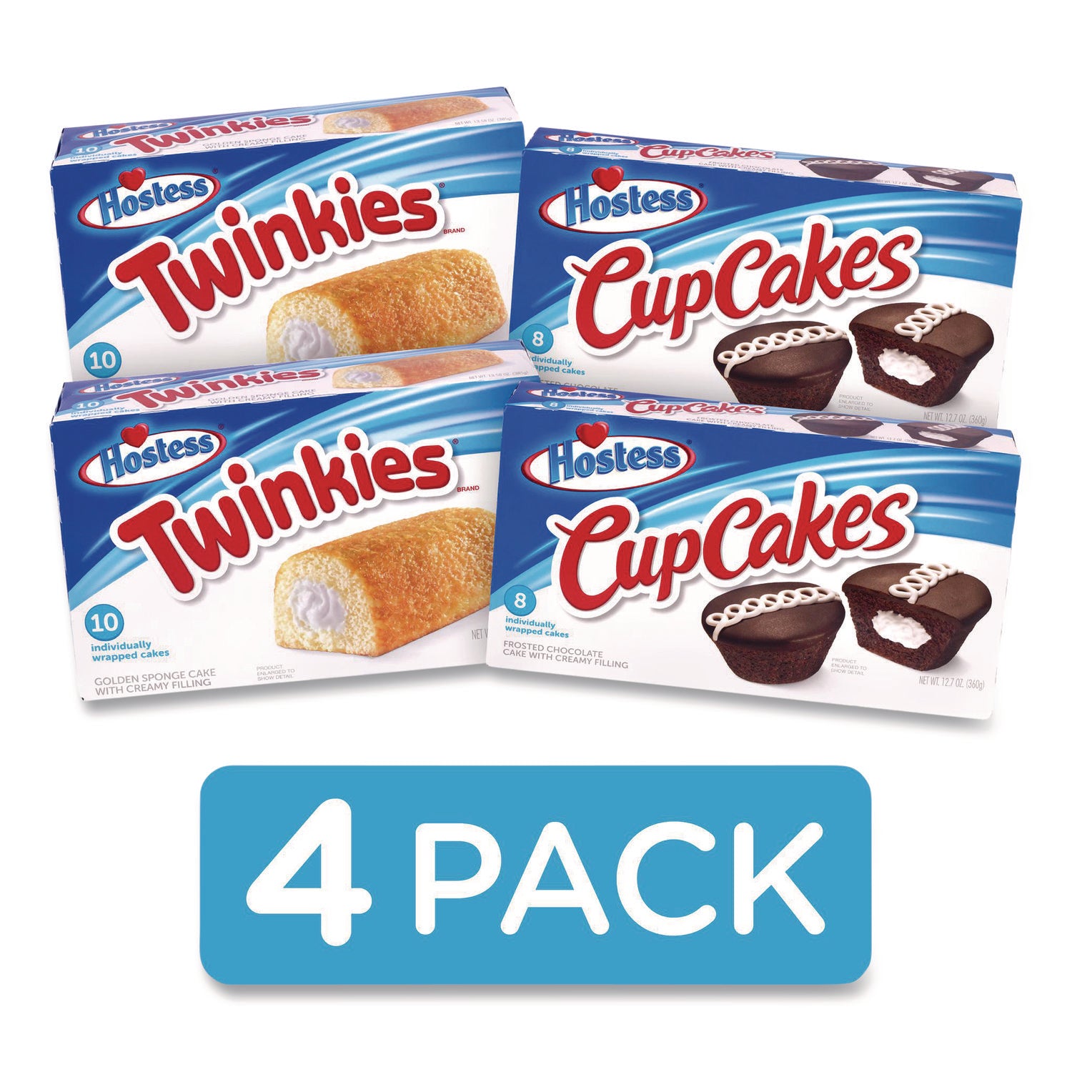 Hostess® Twinkies and Chocolate CupCakes Variety Pack, (2) 13.58 oz 10 Pack Twinkies and (2) 12.7 oz 8 Pack CupCakes/Carton