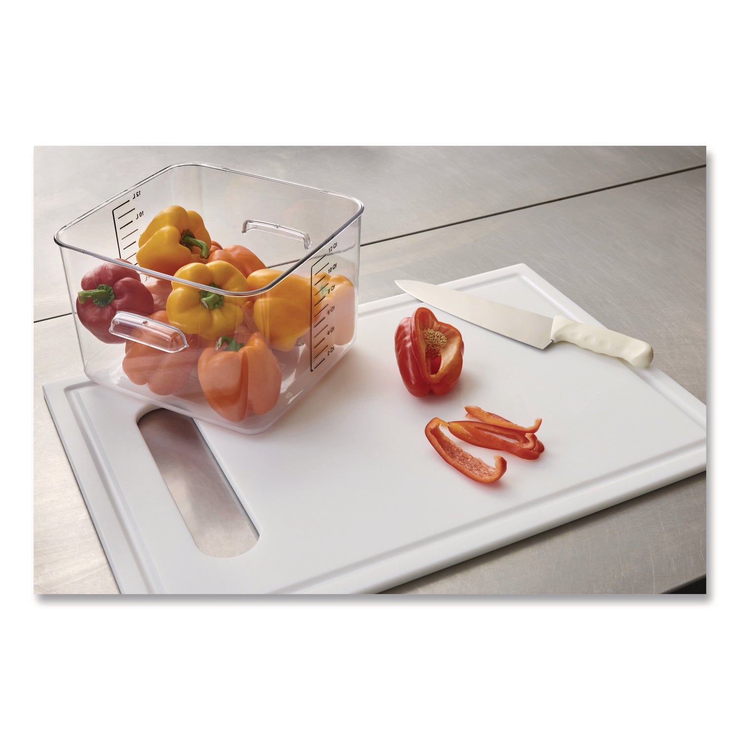 Rubbermaid® Commercial Square Storage Container, 12 qt, 10.5 x 11.31 x 7.75, Clear, Plastic