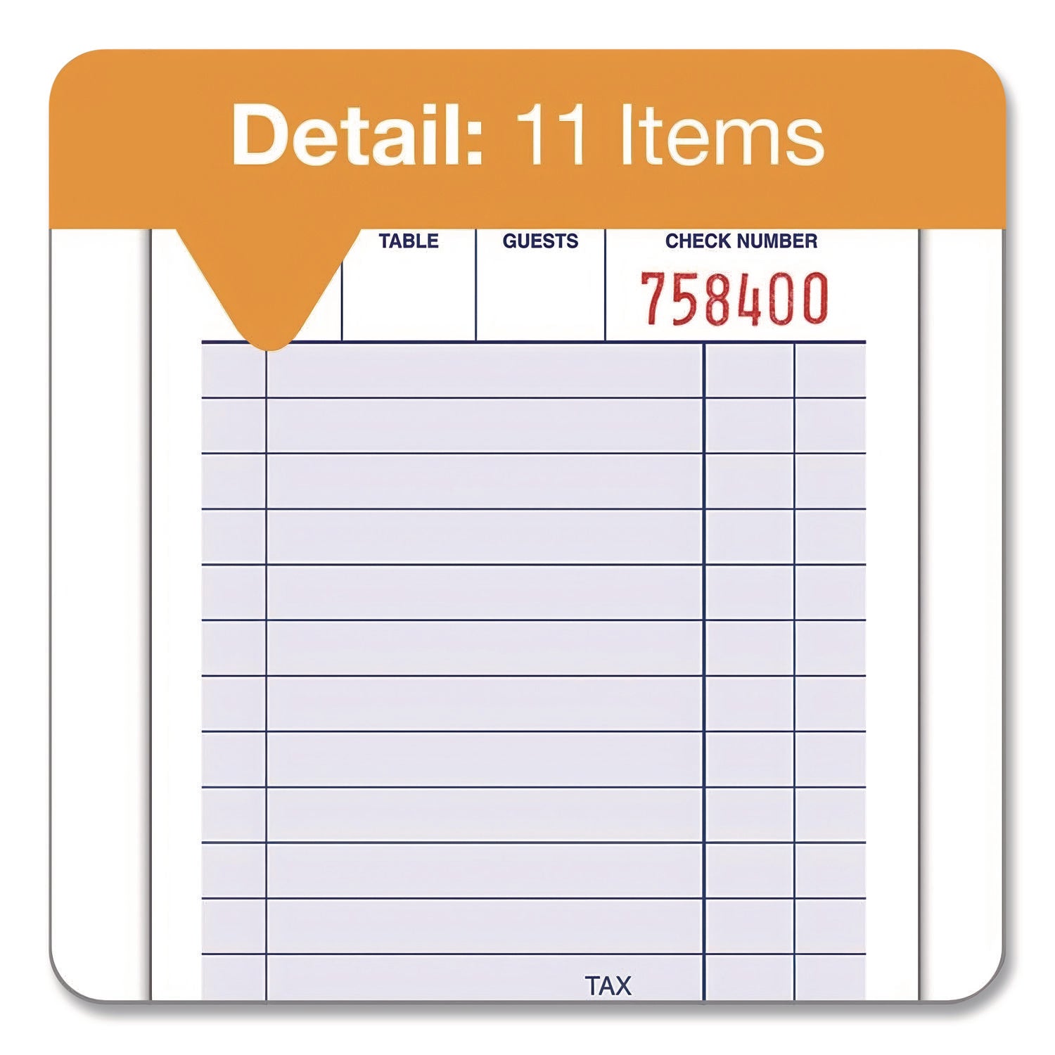 Adams® One-Part Guest Check Pad, One-Part (No Copies), 3.35 x 4.94, 100 Forms/Pad, 12 Pads/Pack