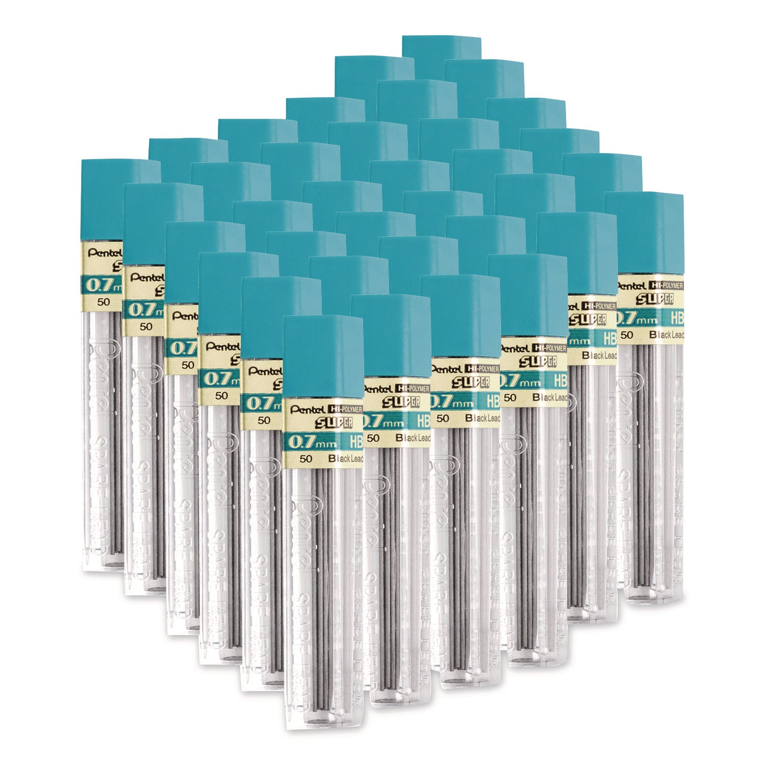 Pentel® Super Hi-Polymer Lead Refill, 0.7 mm, HB, Black, 36/Pack