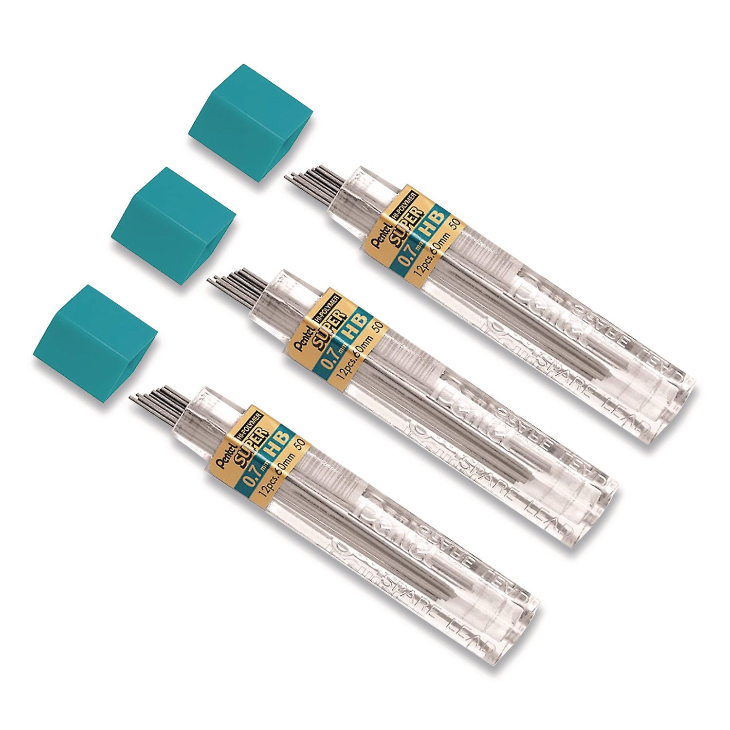 Pentel® Super Hi-Polymer Lead Refill, 0.7 mm, HB, Black, 36/Pack