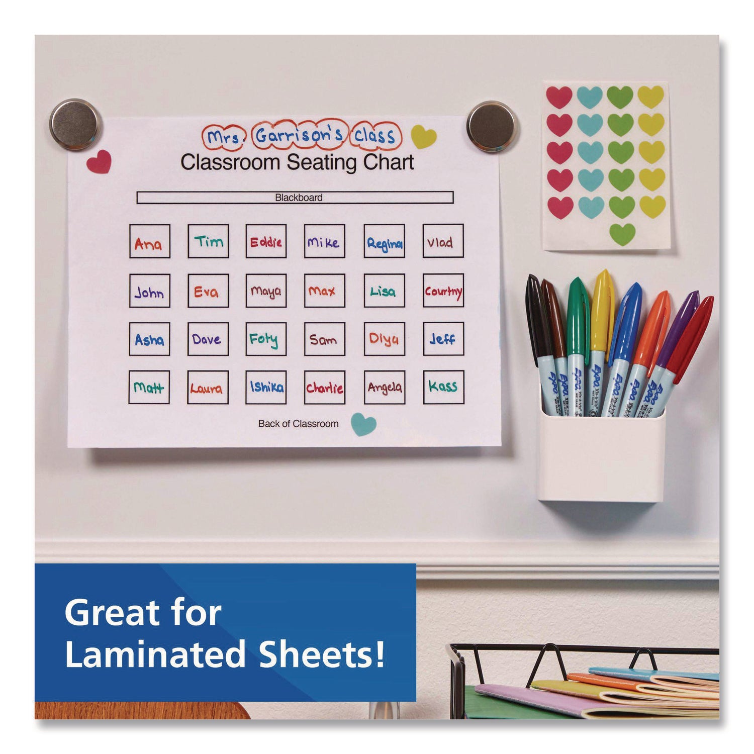 EXPO® Vis-à-Vis Wet Erase Marker, Fine Bullet Tip, Assorted Colors, 8/Pack