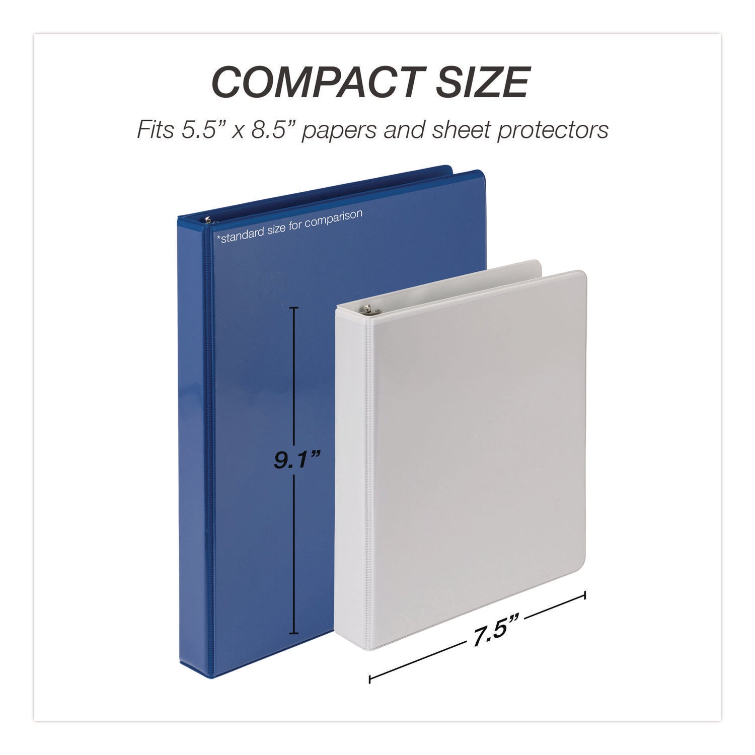 Samsill® Economy Round Ring View Binders, 3 Rings, 1" Capacity, 8.5 x 5.5, White, 6/Carton