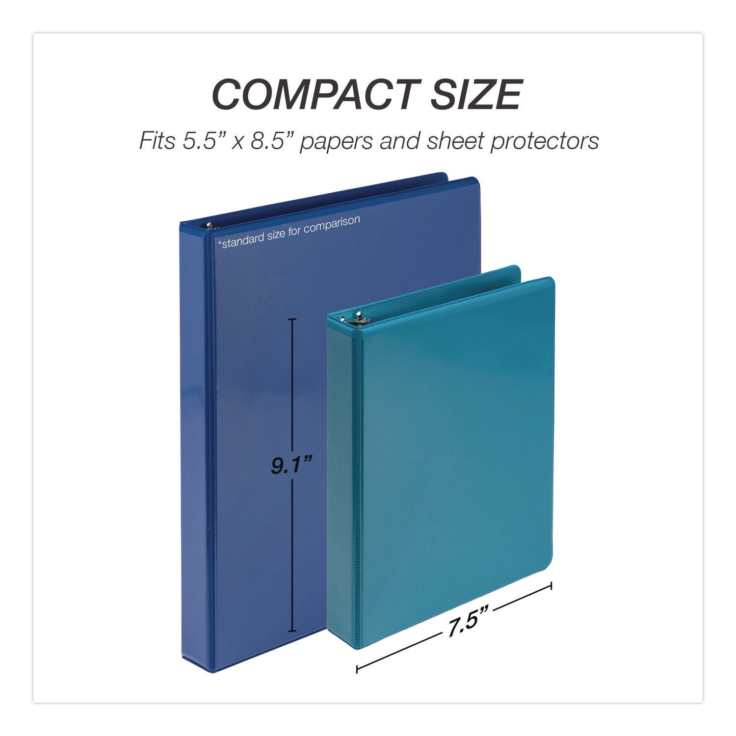 Samsill® Economy Round Ring View Binders, 3 Rings, 1" Capacity, 8.5 x 5.5, Assorted, 6/Carton