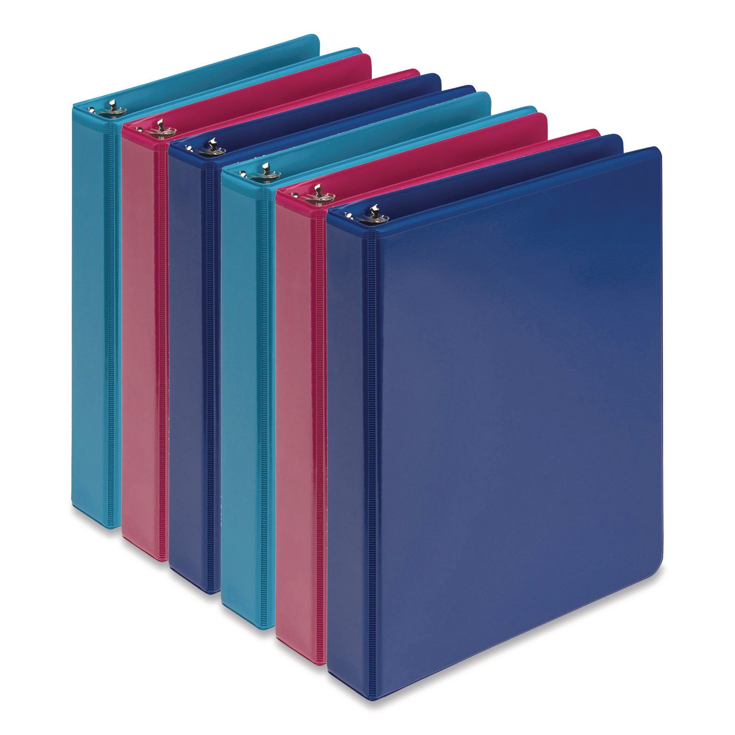 Samsill® Economy Round Ring View Binders, 3 Rings, 1" Capacity, 8.5 x 5.5, Assorted, 6/Carton