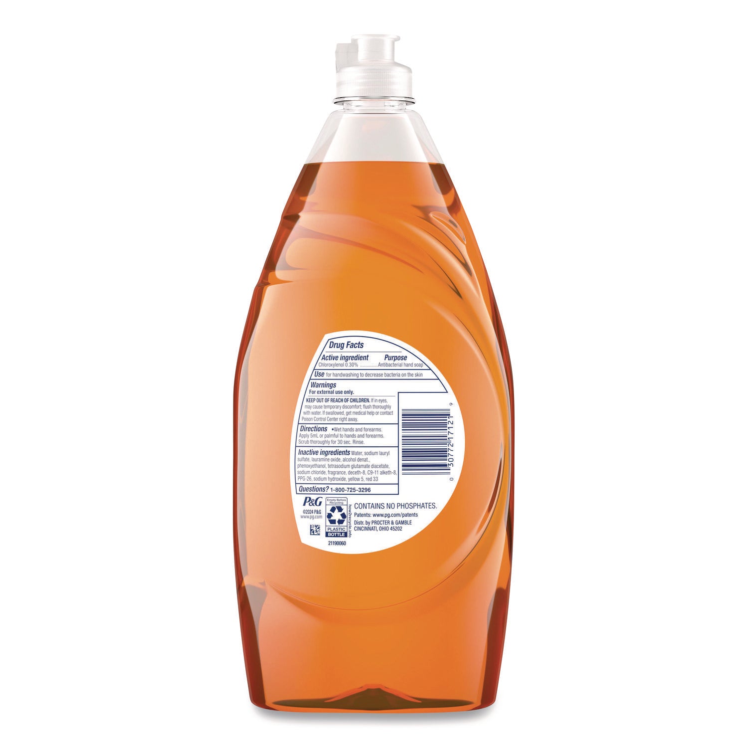 Dawn® Ultra Antibacterial Dishwashing Liquid, Orange Scent, 30.8 oz Bottle, 8/Carton