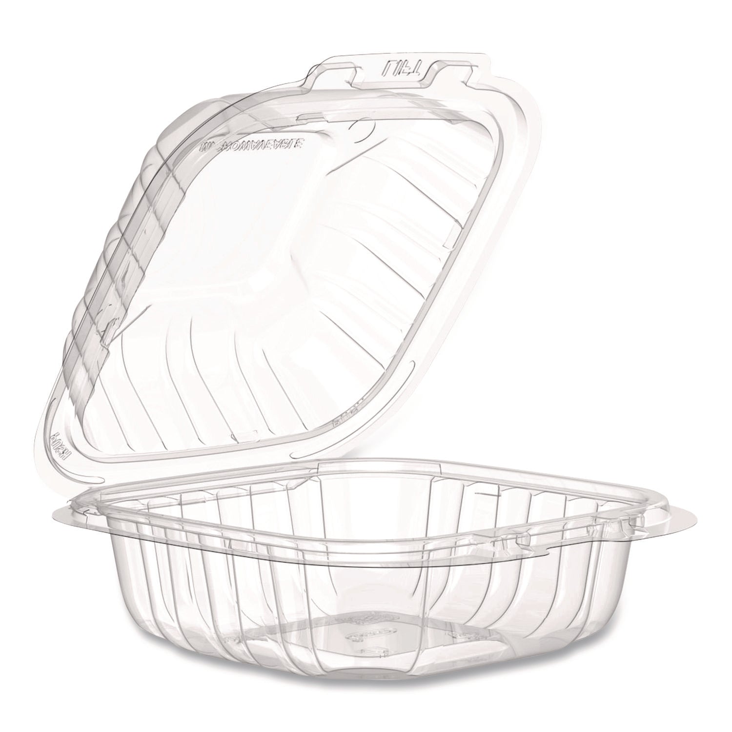 Dart® Microwaveable Hinged Containers, 6.31 x 6.31 x 3, Clear, Plastic, 300/Carton