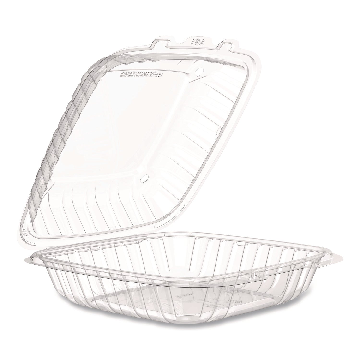 Dart® Microwaveable Hinged Containers, 9 x 8.75 x 3, Clear, Plastic 150/Carton
