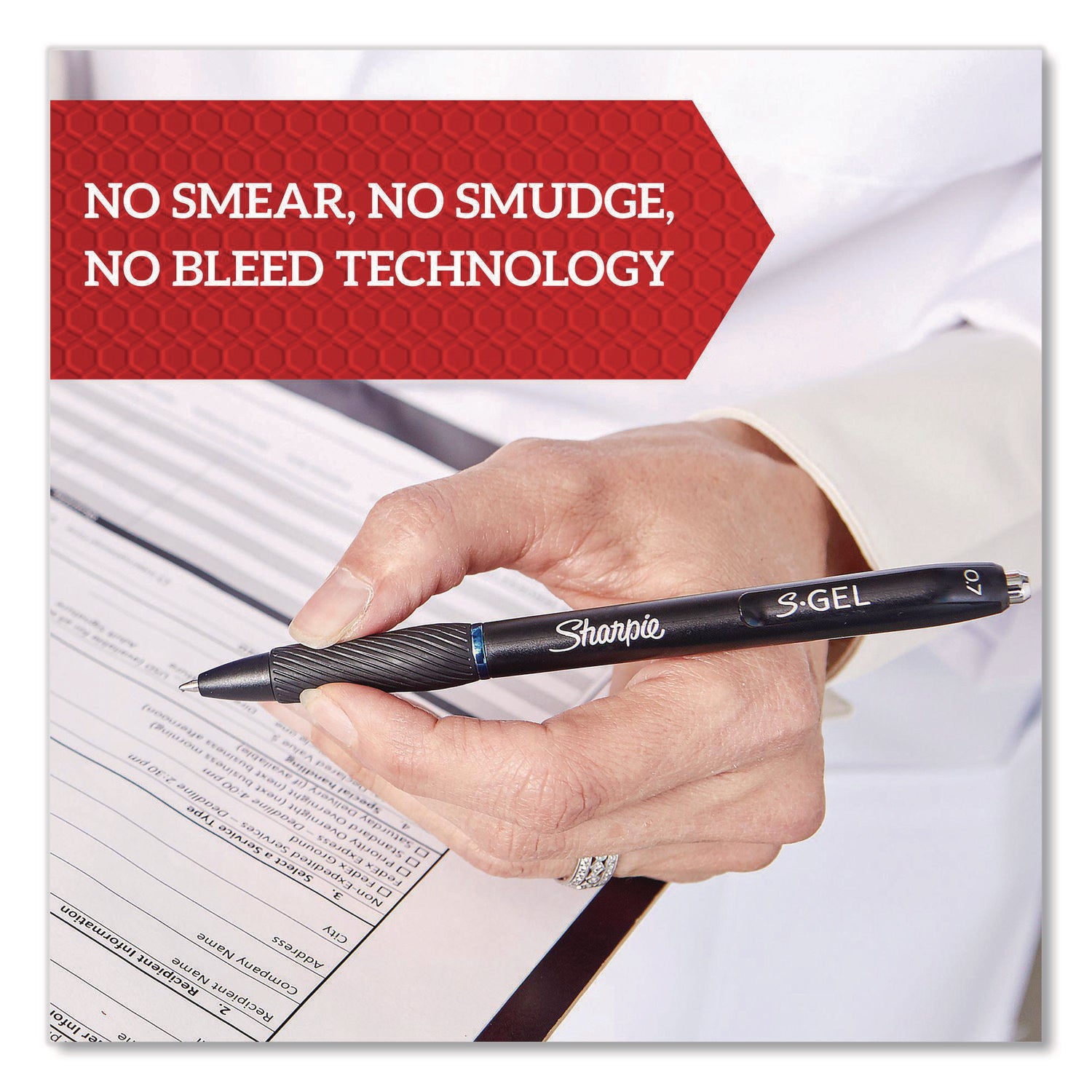 Sharpie® S-Gel™ Sharpie S-Gel Gel Pen, Retractable, Medium 0.7 mm, Blue Ink, Black Barrel, 36/Pack