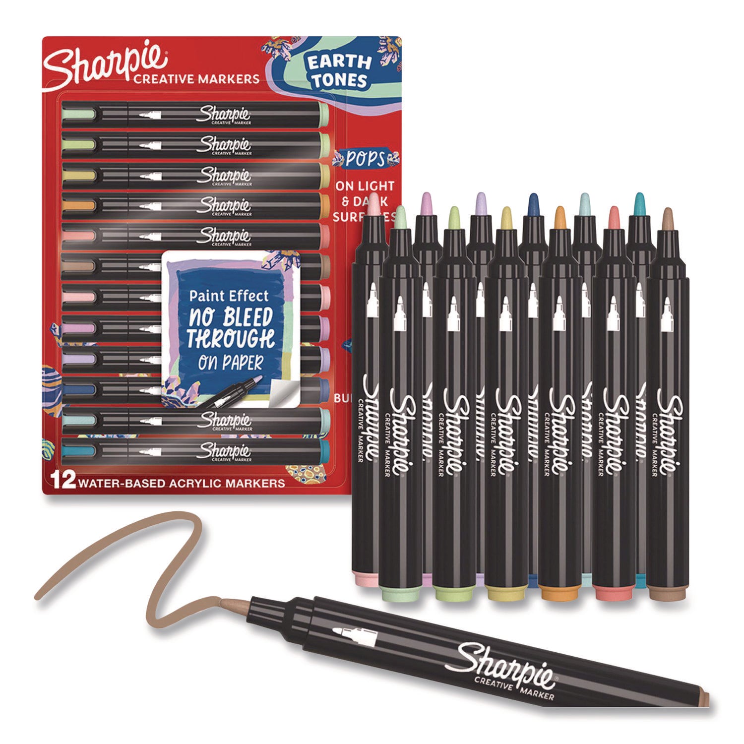 Sharpie® Creative Markers, Bullet Tip, Assorted Earth Tones, 12/Pack