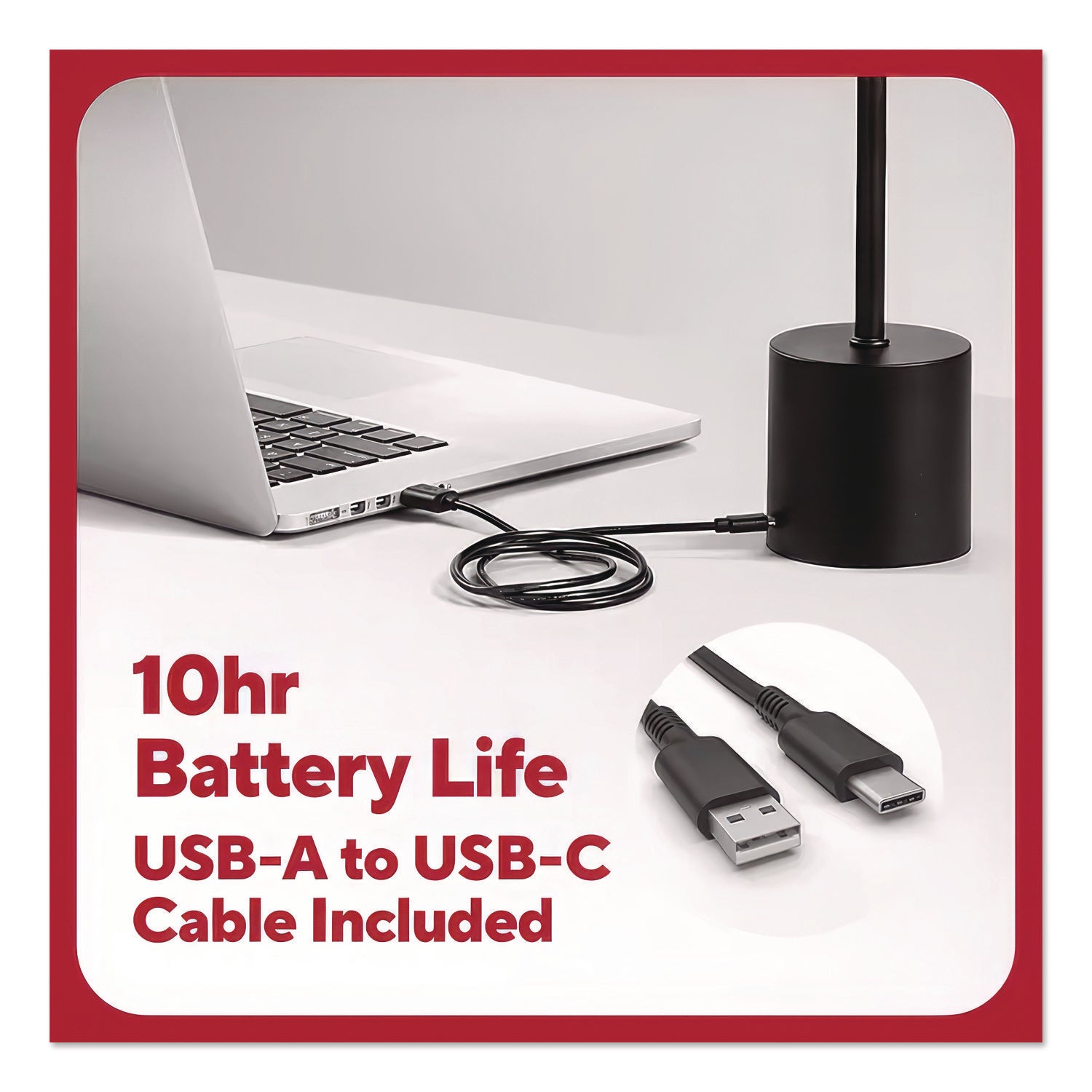 TRU RED™ LED Desk Lamp, Candlestick Neck, 13.5" High, Black