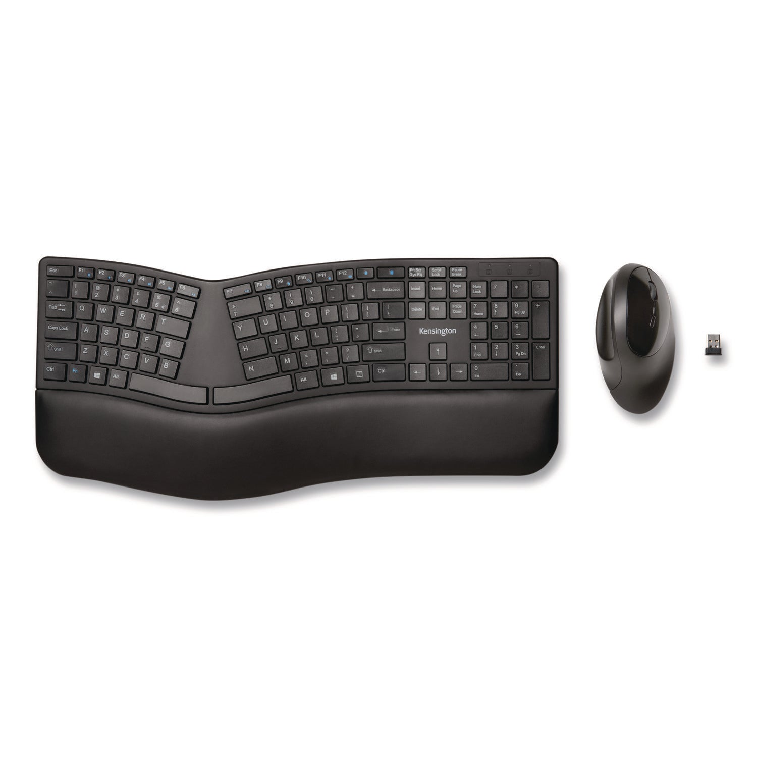 Kensington® Pro Fit Ergo Wireless Keyboard and Mouse, 2.4 GHz Frequency, 30 ft Wireless Range, Black