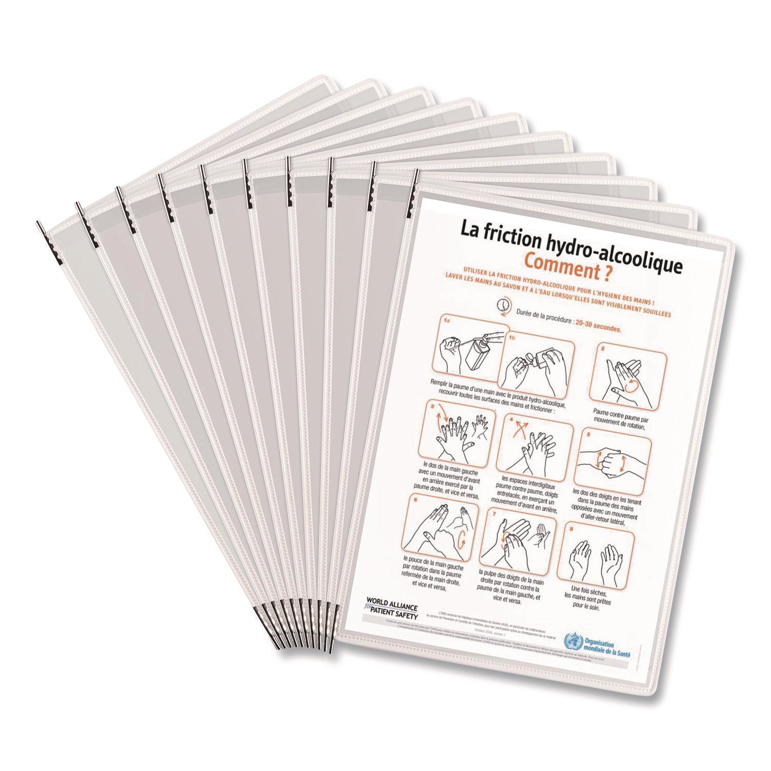 djois® by Tarifold Antimicrobial Pivoting Pockets, 1 Section, White, 10/Pack