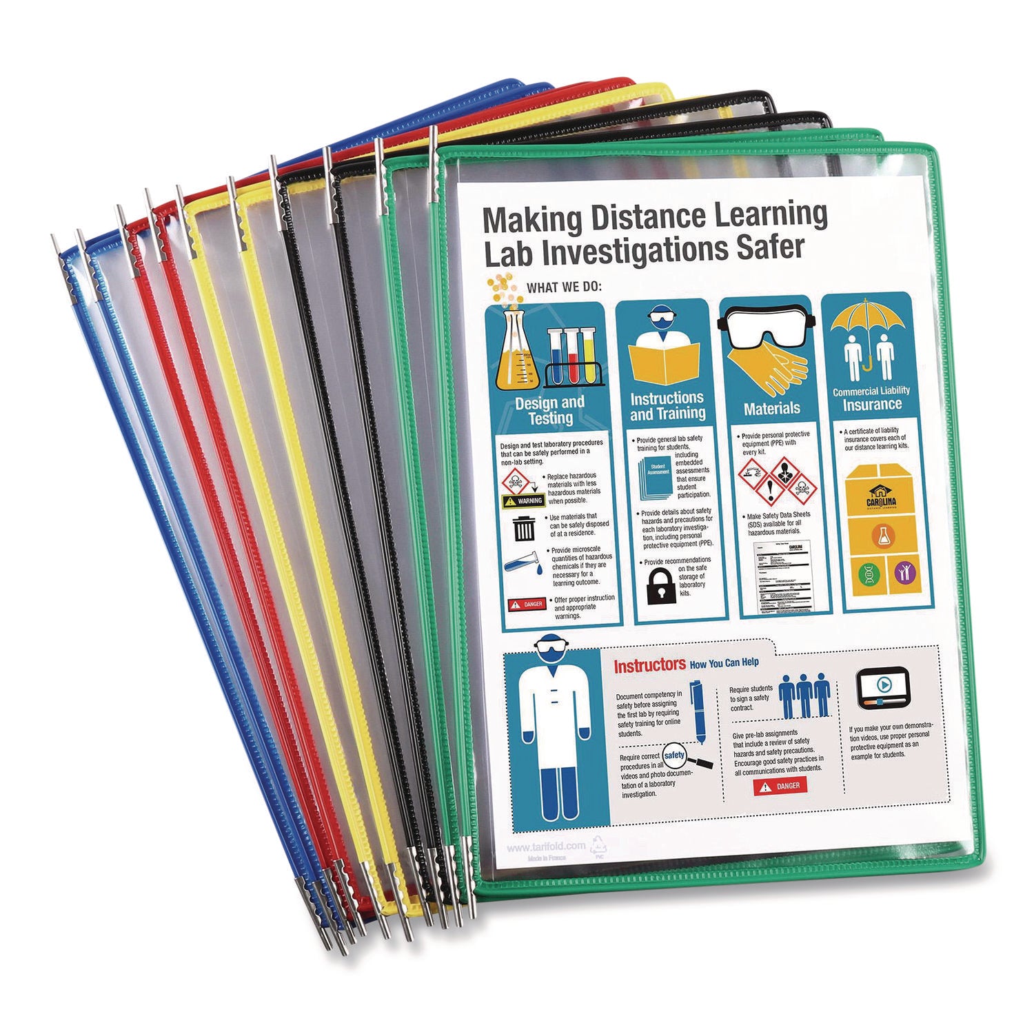 djois® by Tarifold Antimicrobial Pivoting Pockets, 1 Section, Assorted Colors, 10/Pack