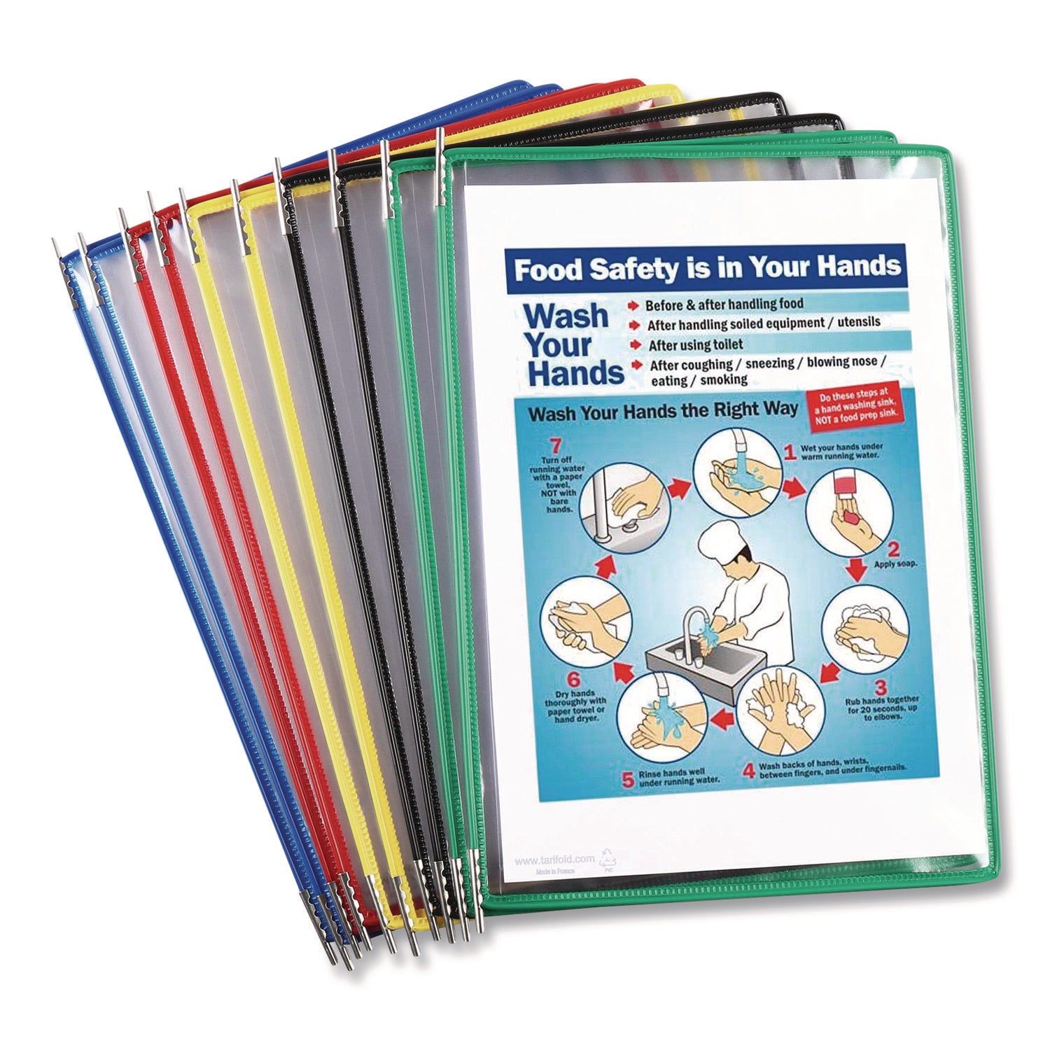 djois® by Tarifold Antimicrobial Pivoting Pockets, 1 Section, Assorted Colors, 10/Pack