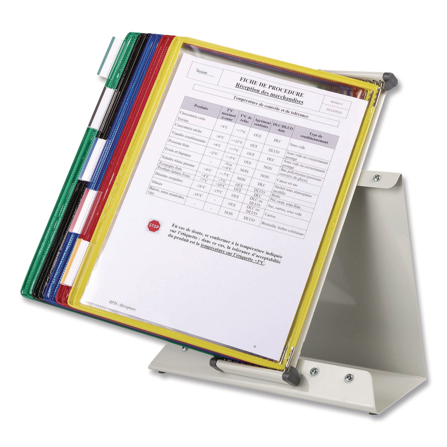 djois® by Tarifold Antimicrobial Desktop Reference and Display System, 10 Panels with Assorted Borders, White Base