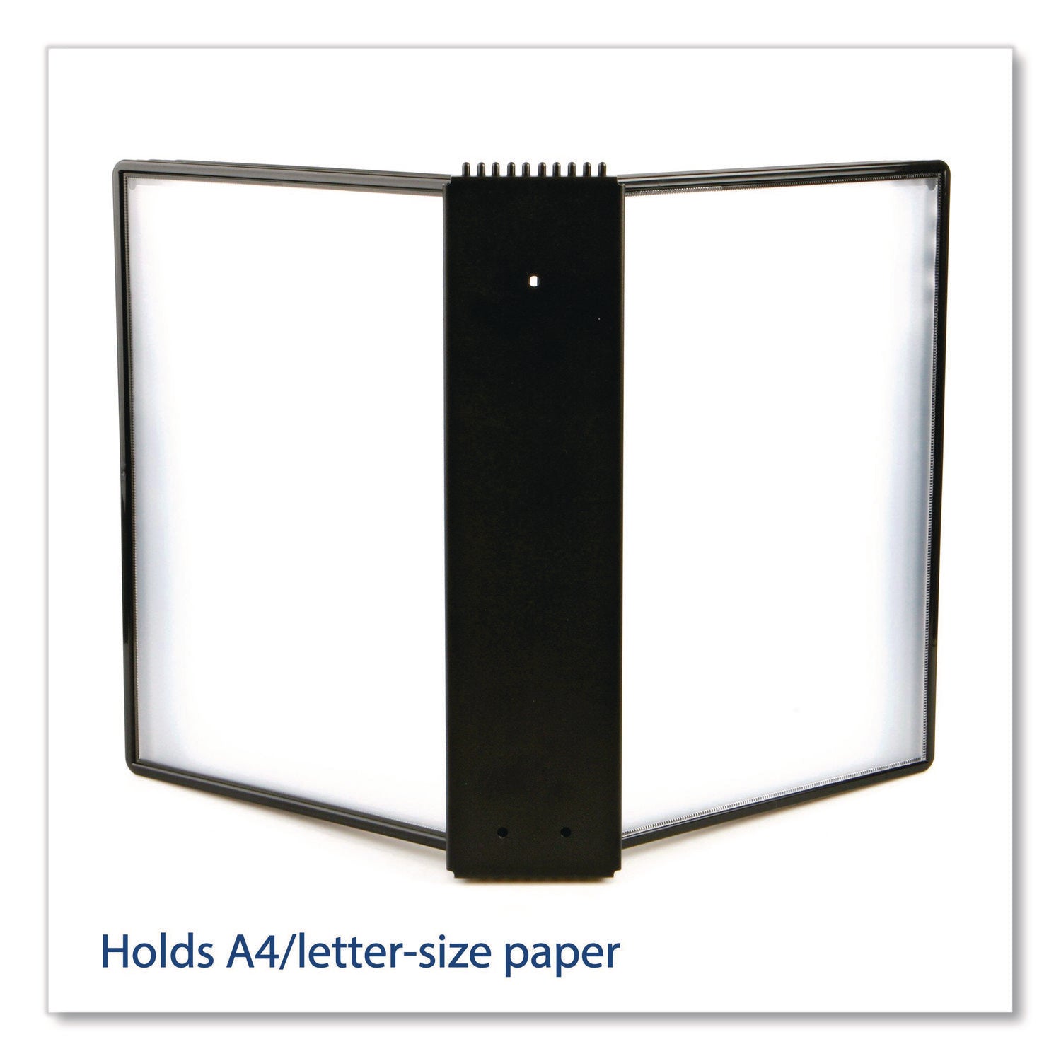 djois® by Tarifold Easy-Load Wall Display Unit, 10 Panels with Black Borders, Black Base