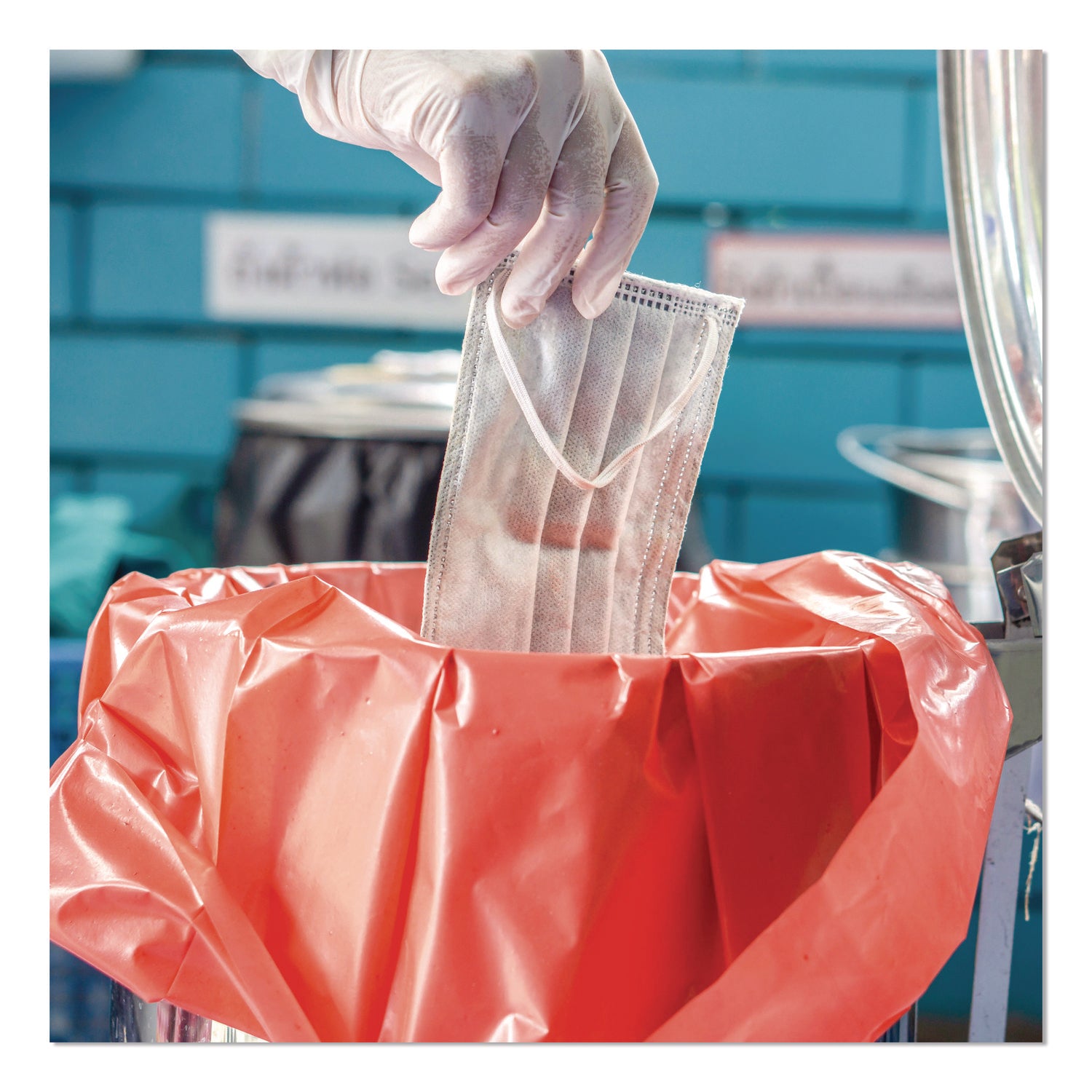 Heritage Healthcare Biohazard Printed Low-Density Can Liners, Biohazard, 45 gal, 1.3 mil, 40 x 46, Red, Flat Pack, 200/Carton