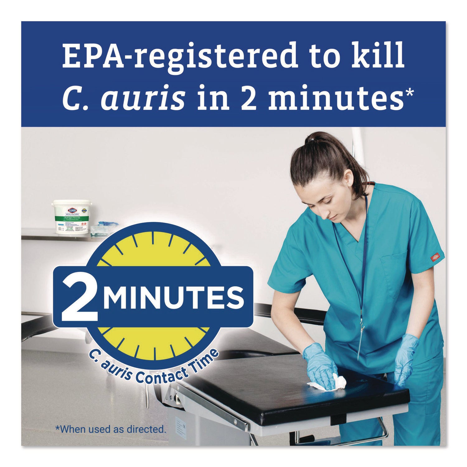 Clorox Healthcare® Hydrogen Peroxide Cleaner Disinfectant Wipes, 6.75 x 5.75, Unscented, 155 Wipes/Canister